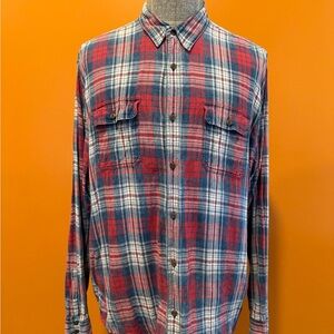 Men's Lightweight Red and Indigo Plaid Shirt